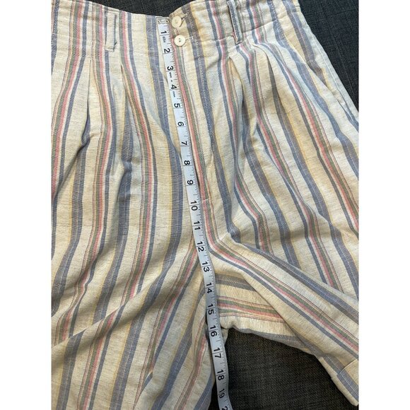 Vintage 80s KG Classics High Waisted Vertical Stripe Pastel Bermuda Shorts Sz 12 - Picture 8 of 9